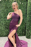Sparkly Grape Sequins Mermaid Long Prom Dresses with Slit