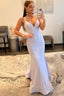 Sparkly Mermaid Spaghetti Straps White Sequins Long Prom Dresses