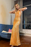 Sparkly Orange Mermaid Sequins Long Prom Dresses