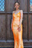 Sparkly Orange Sequins Mermaid Long Prom Dresses