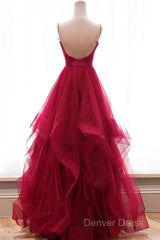 Sparkly Prom Dresses V Neckline, Long Homecoming Dresses, Formal Dresses