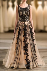 Special A-Line/Princess Crew Sleeveless Applique With Beading Organza Floor-Length Wedding Dresses