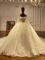 Square Long Sleeve Tulle Sequins HandWork Beading Wedding Dress