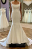 Square Neck Bow Back Trumpet Long Wedding Gowns