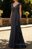 Steel Grey Mermaid Ruffle Chiffon Mother of The Bride Dress