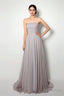 Strapless A Line Chiffon Long Silver Bridesmaid Dresses
