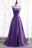 Strapless A-Line Purple Long Prom Dress