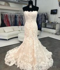 Strapless Bodice Corset Mermaid Lace Wedding Dresses For Bride