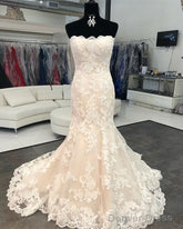 Strapless Bodice Corset Mermaid Lace Wedding Dresses For Bride