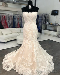 Strapless Bodice Corset Mermaid Lace Wedding Dresses For Bride