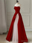 Strapless Burgundy Long Prom Dress, Strapless Burgundy Long Prom Dresses
