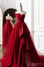 Strapless Burgundy Long Prom Dress, Wine Red Long Prom Dresses