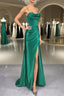 Strapless Dark Green Prom Dress, Dark Green Prom Dresses