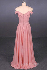 Strapless Floor Length Chiffon Pink Prom Simple A Line Bridesmaid Dresses