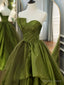 Strapless Green High Low Prom Dress, High Low Green Long Prom Dresses