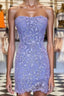 Strapless Lavender Lace Tulip Mini Dresses