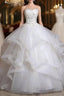 Strapless Layers Wedding Gowns With Appliques Beadings