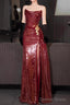 Strapless Sequin Ruched Trained Slit Mermaid Prom Gowns