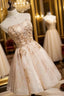 Strapless Short Champagne Prom Dress Homecoming Dresses With Sequins