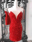 Strapless Tight Red Pink Short Prom Dress, Short Strapless Red Pink Prom Homecoming Dresses