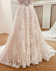 Straps A-Line Lace Wedding Dresses