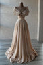 Stunning A Line Long Porm Dresses Beading Sweetheart Prom Gowns