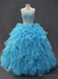 Stunning Blue Ball Gowns Organza Sweetheart Quinceanera Dresses