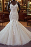 Stunning Long Mermaid Spaghetti Strap Lace Wedding Dresses