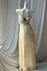 Stunning One Shoulder Beaded Sequin Chiffon Long Prom Dresses Formal Evening Dresses Simple Wedding Dresses