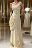 Stunning One Shoulder Beaded Sequin Chiffon Long Prom Dress Prom Dress Simple Wedding Dresses