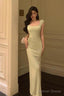 Stunning Sheath Square Neckline Cap Sleeves Mint Green Date Night Dress Prom Dresses Birthday Prom Outfit