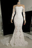 Stunning White Long Sleeves Mermaid Prom Dresses Off The Shoulder Long