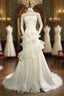 Stunning White Strapless Mermaid Organza Long Prom Dresses Simple Wedding Dresses