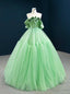Stylish Green Ball Gowns Tulle Strapless Pleats Long Prom Dresses