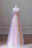 Stylish Tulle Sequins Long Prom Dress, A Line Sweetheart Neckline Prom Dresses