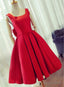 Summer Fashion Prom Dress Knee Length Red Prom Dress A Line Satin Graduation Dresses