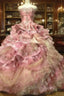 Sweet A Line Strapless Satin Tulle Sequined Wedding Dresses Beaded Diamond Long Ball Gowns