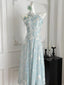 Sweet Blue And White Gradient A-Line Halter Neck Chiffon Long Prom Dresses Evening Dresses