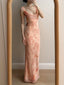Sweet Pink Mermaid Backless Bow Print Chiffon Long Prom Dresses Evening Dresses