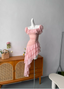 Sweet Pink Square Neck Ruffle Irregular Chiffon Long Prom Dresses Evening Dresses
