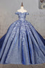 Sweetheart Ball Gowns Off The Shoulder Quinceanera Dresses with 3D Flower and Pearls