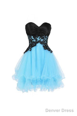 Sweetheart Bridesmaid Short Prom Dress Blue Homecoming Dress