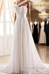 Sweetheart Chiffon Handmade Flower Wedding Dresses