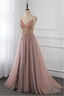 Sweetheart Crystal Prom Dresses Straps Spaghetti Tulle Prom Gowns Split Side