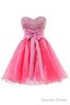 Sweetheart Knee Length Pink Homecoming Dress Lace Cocktail Dresses