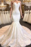 Sweetheart Lace Mermaid Wedding Dress | Strapless Fit And Flare Bridal Gown Prom Dresses