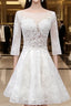 Sweetheart Lace Short Long Sleeves Wedding Dresses