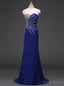 Sweetheart Mermaid Chiffon Beaded Royal Blue Prom Dresses Long
