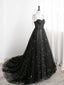 Sweetheart Neck Black Long Prom Dress, Black Long Prom Dresses