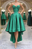 Sweetheart Neck Green High Low Prom Dress, Green High Low Graduation Homecoming Dresses
